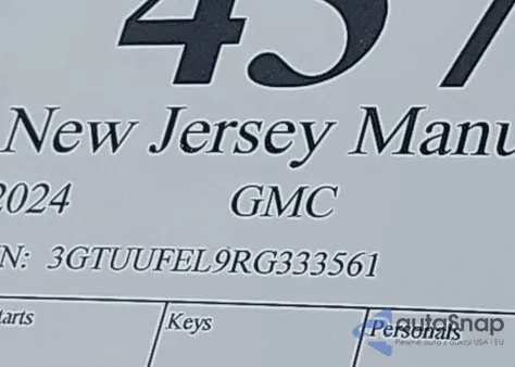 2024 GMC Sierra 1500 4Wd Short Box At4X z USA, uszkodzony, nr VIN 3GTUUFEL9RG333561